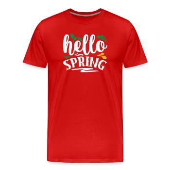 Hallo Frühling - Männer Premium Bio T-Shirt - Rot - Vorne - Damien (186cm)