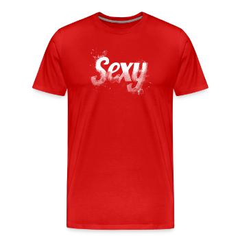 Sexy (metallic lettering) - Men's Premium Organic T-Shirt - red - Front - Damien (186cm)