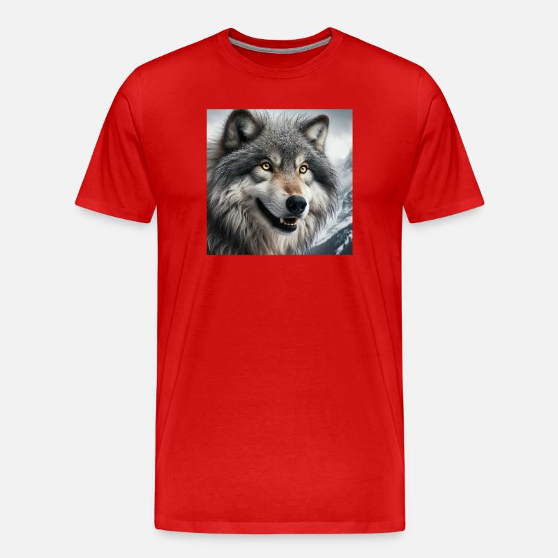 Wolf - Männer Premium Bio T-Shirt - Rot