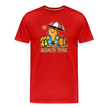 Beach Time 1 - Men's Premium Organic T-Shirt - red - Front - Damien (186cm)
