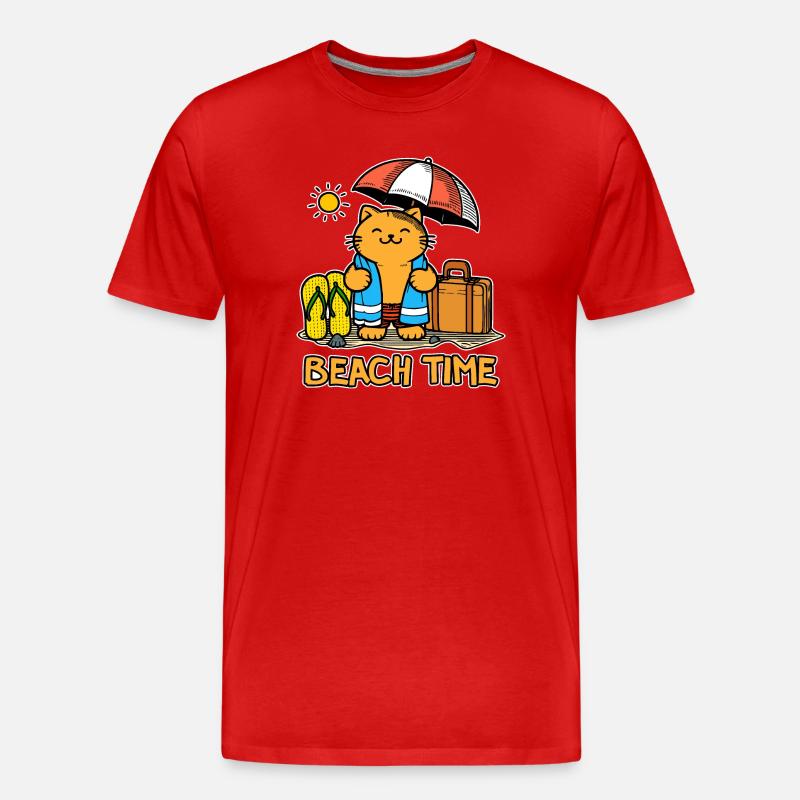 Strandzeit 1 - Männer Premium Bio T-Shirt - Rot