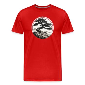 Paysage Asiatique - T-shirt bio Premium Homme - rouge - Devant - Damien (186cm)
