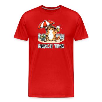 Beach Time 2 - Men's Premium Organic T-Shirt - red - Front - Damien (186cm)