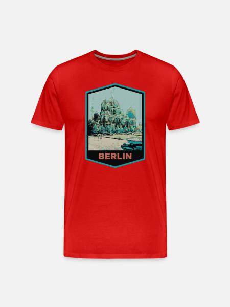 Illustration Dome of Berlin Cathedral - Men's Premium Organic T-Shirt - red