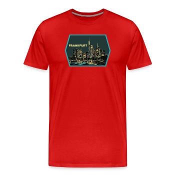 illustration, vue panoramique Francfort la nuit - T-shirt bio Premium Homme - rouge - Devant - Damien (186cm)