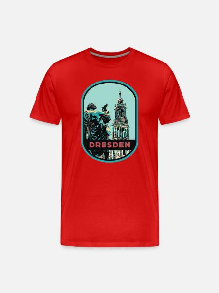 Illustration: Hofkirche, Dresden - Männer Premium Bio T-Shirt - Rot