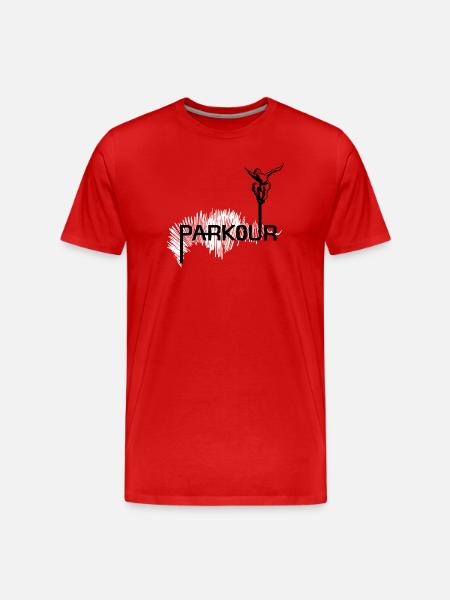 Parkour Ninja - black-white - Men's Premium Organic T-Shirt - red