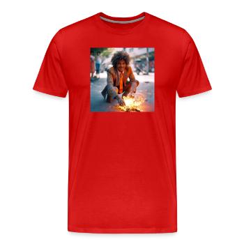 Der Brennende Mann 03 - Männer Premium Bio T-Shirt - Rot - Vorne - Damien (186cm)