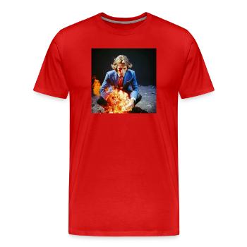 Der Burning Man 02 - Männer Premium Bio T-Shirt - Rot - Vorne - Damien (186cm)