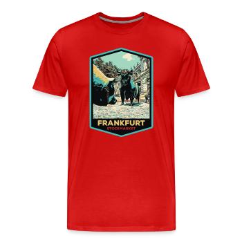 Striking sculpture at the Frankfurt Stock Exchange - Men's Premium Organic T-Shirt - red - Front - Damien (186cm)