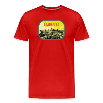 Vue panoramique colorée de la ville de Francfort - T-shirt bio Premium Homme - rouge - Devant - Damien (186cm)