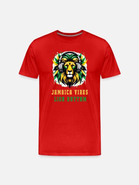 Jamaica lion reggae design - Men's Premium Organic T-Shirt - red