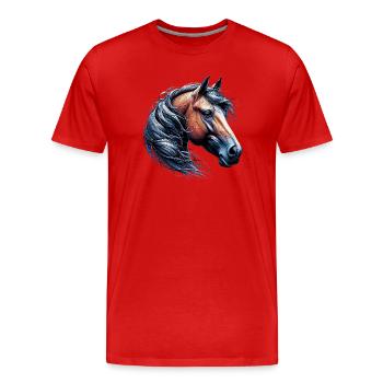 Pferd - Männer Premium Bio T-Shirt - Rot - Vorne - Damien (186cm)