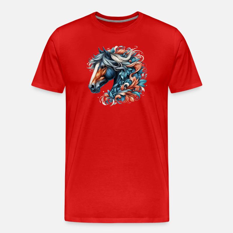 Pferd - Männer Premium Bio T-Shirt - Rot