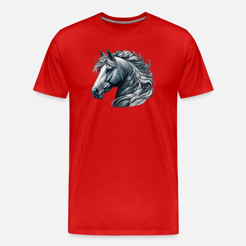 Pferd - Männer Premium Bio T-Shirt - Rot