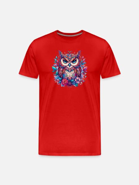 Eule - Männer Premium Bio T-Shirt - Rot