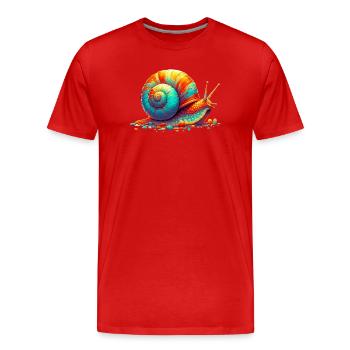 Schnecke - Männer Premium Bio T-Shirt - Rot - Vorne - Damien (186cm)