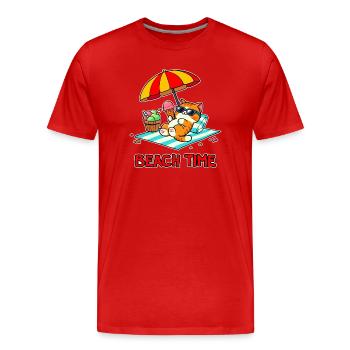 Beach Time 3 - Men's Premium Organic T-Shirt - red - Front - Damien (186cm)