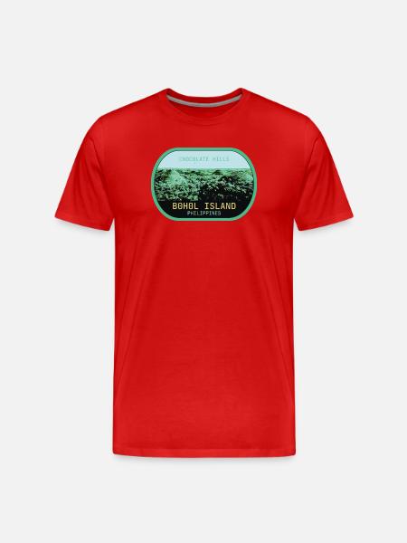 Chocolate Hills i Bohol, Filippinerna - Organic T-shirt Ekologisk premium-T-shirt herr - röd
