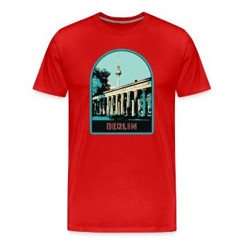 Tour de télévision de Berlin et porte de Brandebourg - T-shirt bio Premium Homme - rouge - Devant - Damien (186cm)