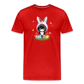 Ostern Katze Ostereier Hasenkostüm - Männer Premium Bio T-Shirt - Rot - Vorne - Damien (186cm)