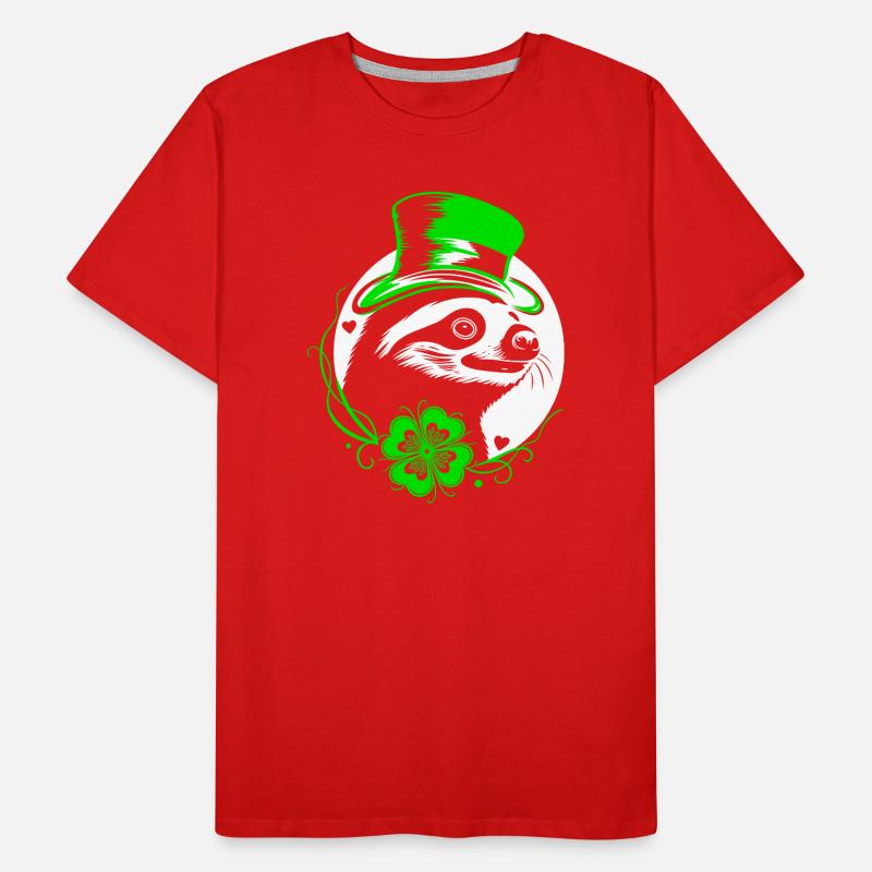 Sloth St Patrick's Day with clover and hat Men's Premium Organic T-Shirt