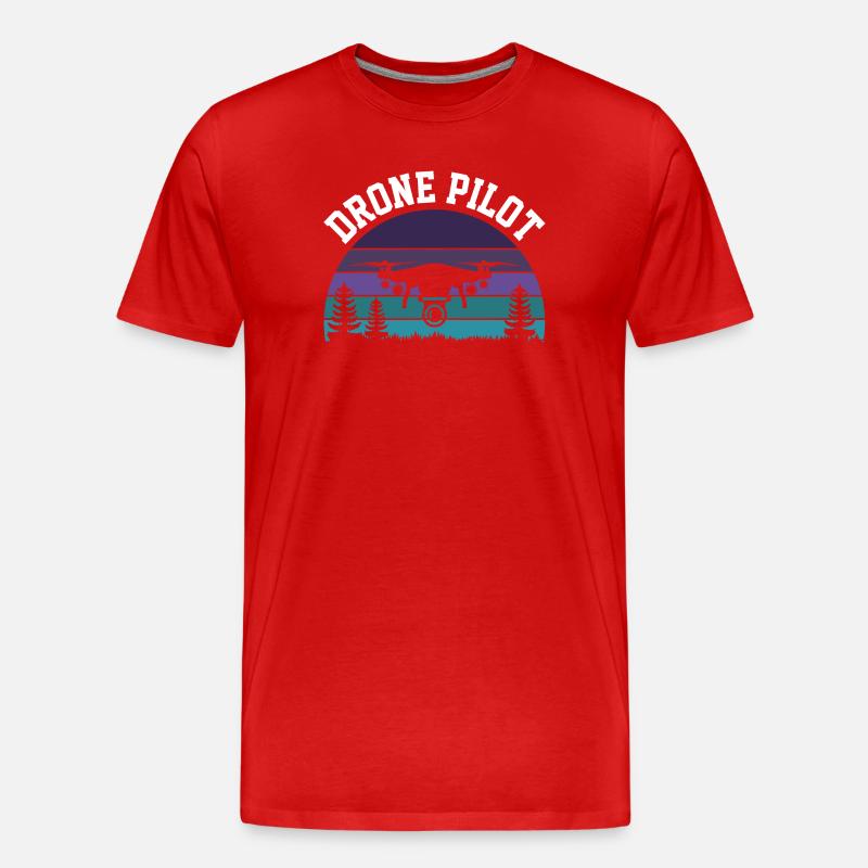 Drohnen-Pilot - Männer Premium Bio T-Shirt - Rot
