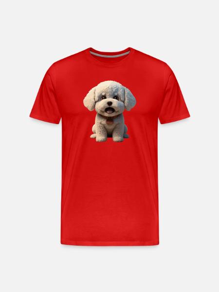 Chiot mignon avec un regard joyeux - T-shirt bio Premium Homme - rouge