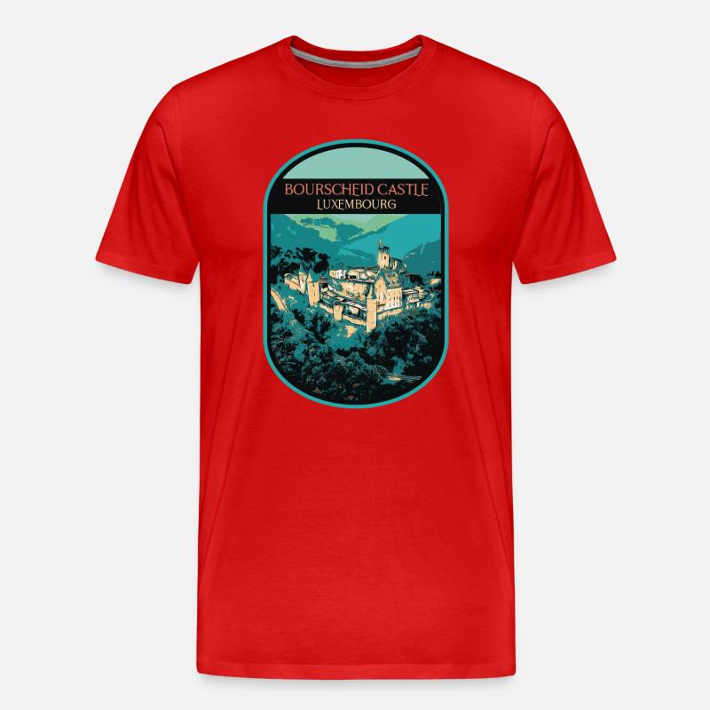 Émerveillez-vous devant le château de Bourscheid - T-shirt bio Premium Homme - rouge