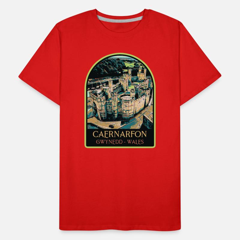 Illustration Château Caernarfon, Galles, RU T-shirt bio Premium Homme