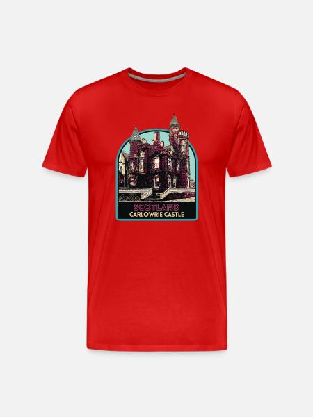 Illustration Carlowrie Castle, Scotland - Men's Premium Organic T-Shirt - red