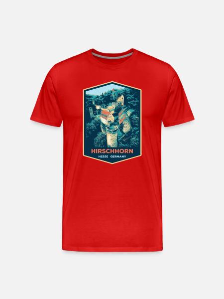 Illustration Hirschhorn Castle, Germany - Men's Premium Organic T-Shirt - red