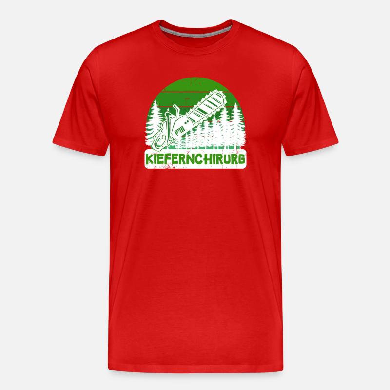 Bûcheron arbre tronçonneuse déclaration boiserie - T-shirt bio Premium Homme - rouge