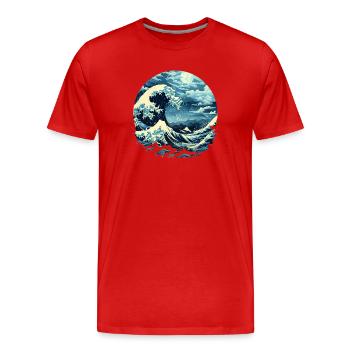 Paysages de style Hokusai - T-shirt bio Premium Homme - rouge - Devant - Damien (186cm)