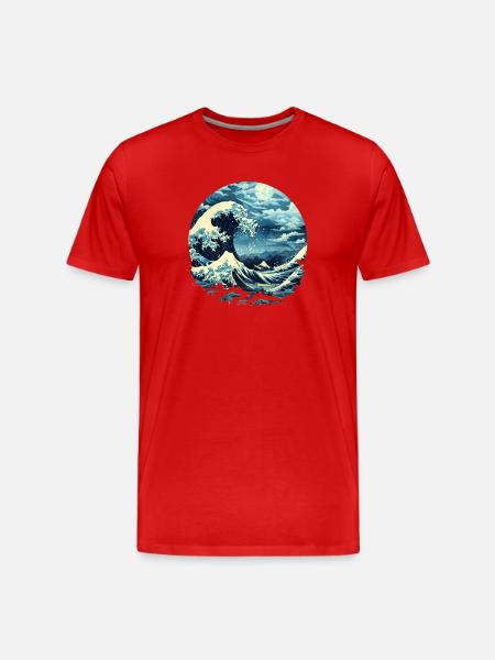 Hokusai style scenery - Men's Premium Organic T-Shirt - red