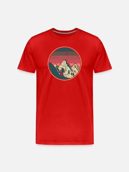 Alpine Hiker Retro Sunset - Men's Premium Organic T-Shirt - red