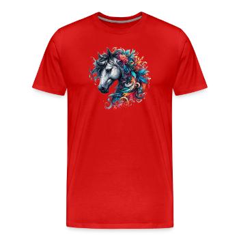 Pferd - Männer Premium Bio T-Shirt - Rot - Vorne - Damien (186cm)