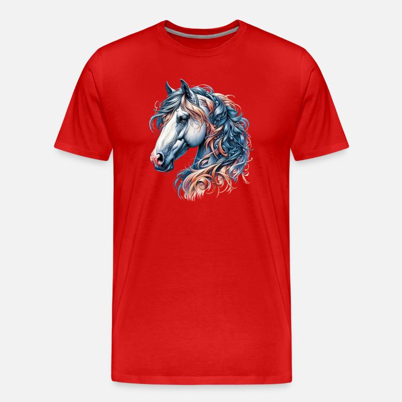 Pferd - Männer Premium Bio T-Shirt - Rot