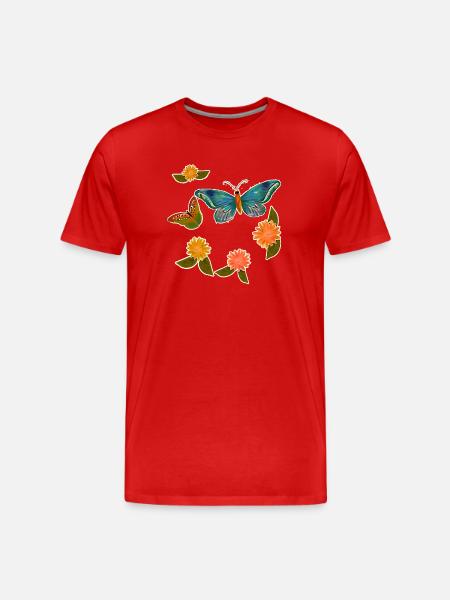 Butterflies and flowers - Men's Premium Organic T-Shirt - red
