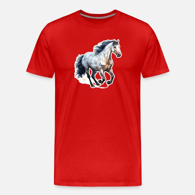 Wildpferd - Männer Premium Bio T-Shirt - Rot
