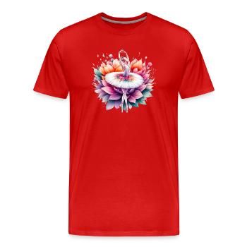 Balletttänzerin mit Tutu - Männer Premium Bio T-Shirt - Rot - Vorne - Damien (186cm)