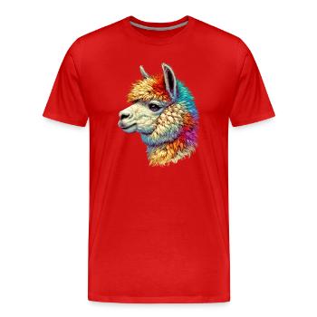 Alpaka - Männer Premium Bio T-Shirt - Rot - Vorne - Damien (186cm)
