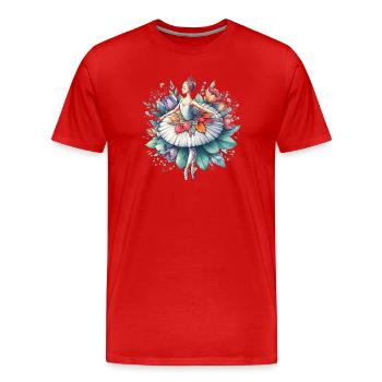 Balletttänzerin mit Tutu - Männer Premium Bio T-Shirt - Rot - Vorne - Damien (186cm)