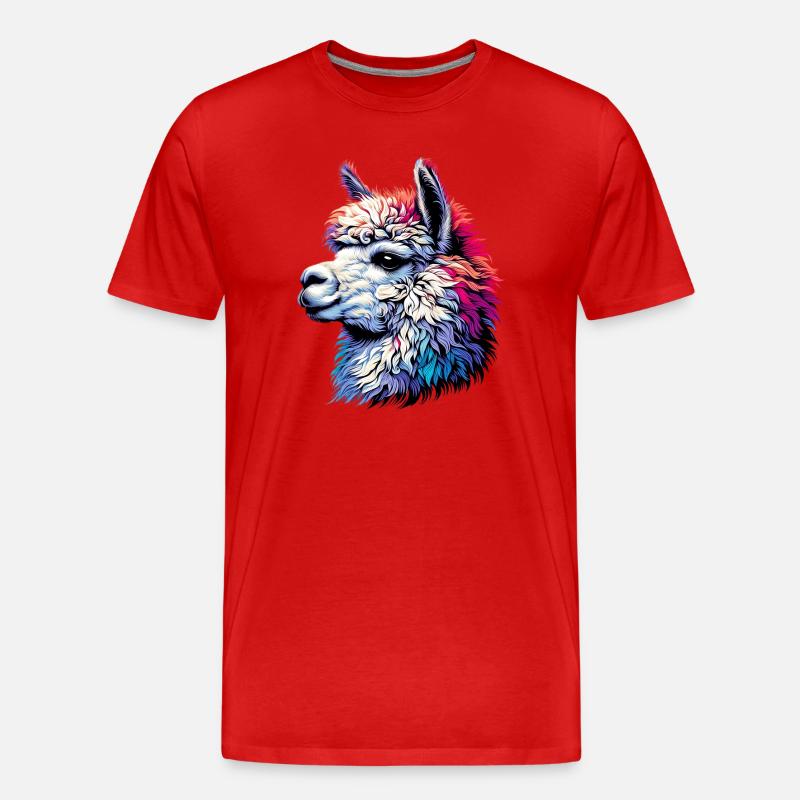 Alpaka - Männer Premium Bio T-Shirt - Rot