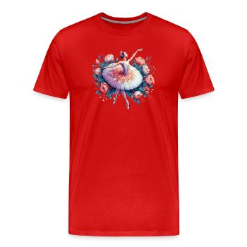 Balletttänzerin mit Tutu - Männer Premium Bio T-Shirt - Rot - Vorne - Damien (186cm)