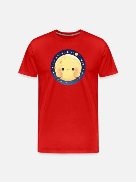 Der lächelnde Mond - Männer Premium Bio T-Shirt - Rot