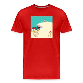 HÜHNER SCHWIMMEN AM SEE - Männer Premium Bio T-Shirt - Rot - Vorne - Damien (186cm)
