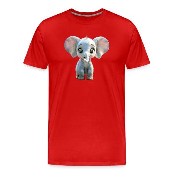 Elephant Africa Safari Wilderness Love Cute Elephant - Men's Premium Organic T-Shirt - red - Front - Damien (186cm)