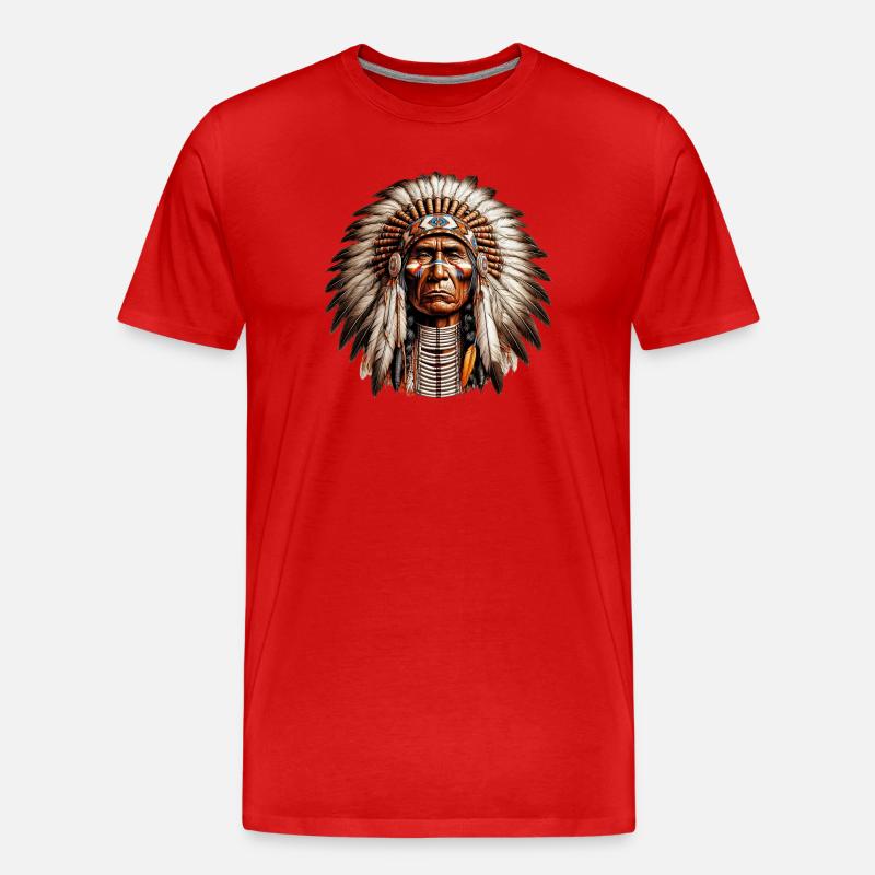 Indiano d'America Pellerossa Americano - Maglietta ecologica premium da uomo - rosso