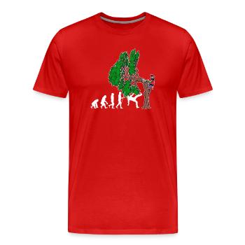 Arbre Evolution Woodwork bûcheron arbre cutter - T-shirt bio Premium Homme - rouge - Devant - Damien (186cm)